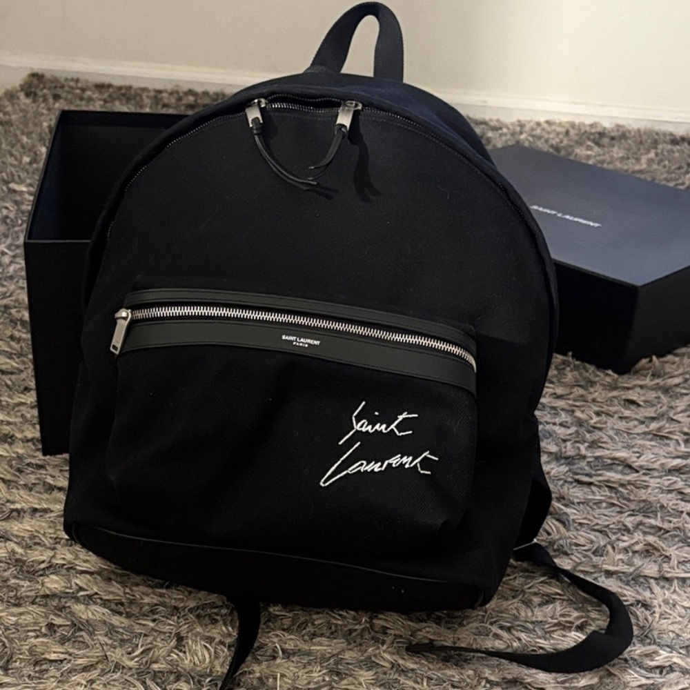Saint Laurent Classic Black Large Backpack 12”x16”x5.5” Unisex